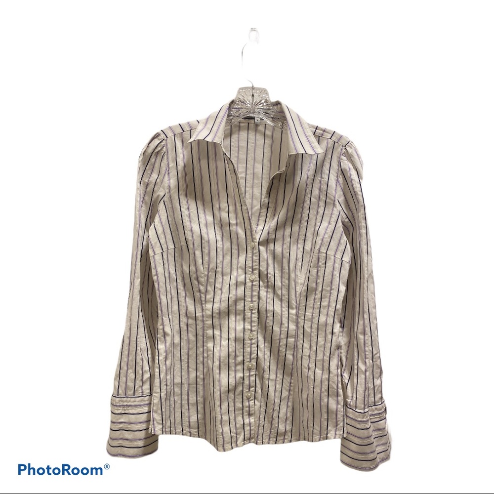 Express White Button-Down With Vertical Stripes - image 1